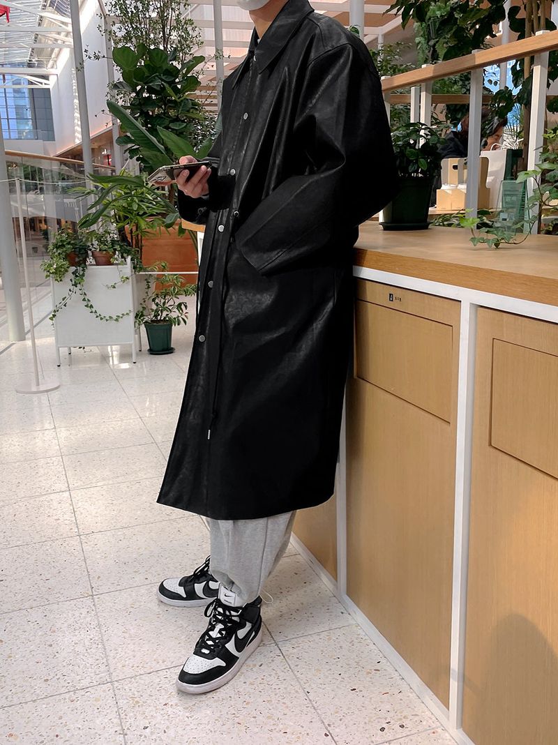 ASCLO Vegan Leather Mac Coat (2color)