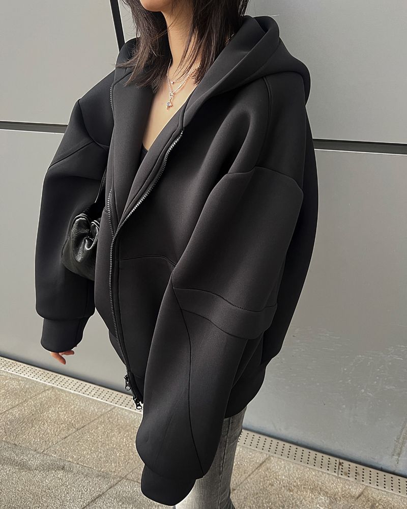 AE BULKY HOODIE ZIPUP_BLACK