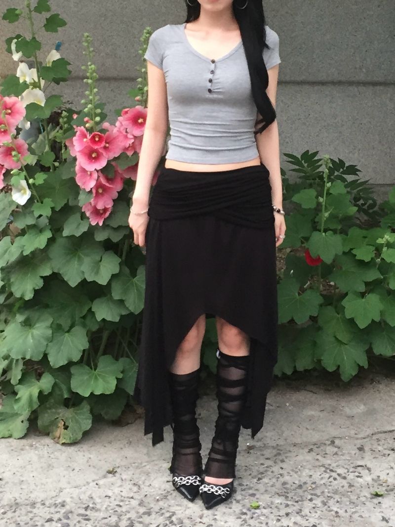 Angel Drape Unbal Long Skirt