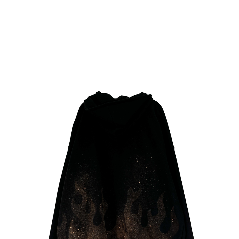 flame washed hooded zip-up