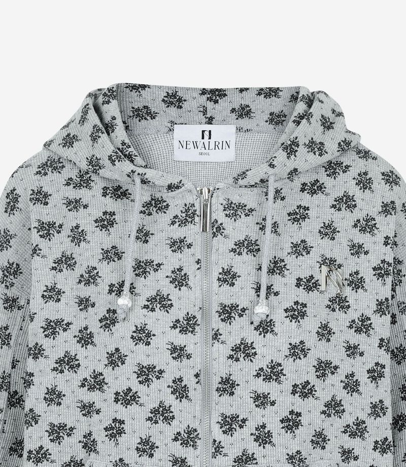 CornFlower Waffle Hooded Zip-Up