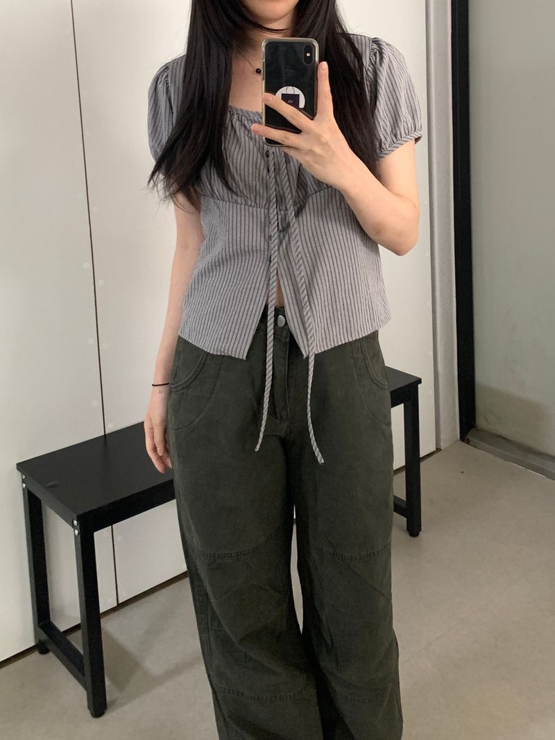 ROIA(ロイア)の「Karin Stripe Puff Short Sleeve Blouse(Tops)」