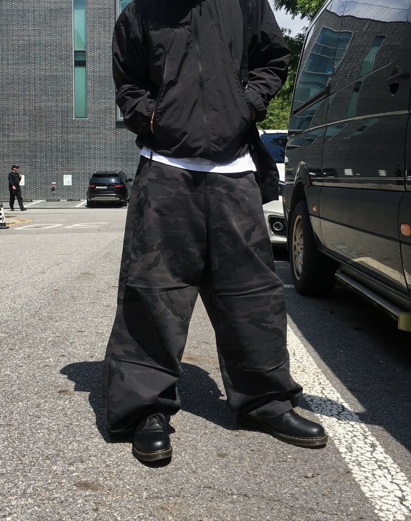 No.1377 camo washed snap wide PT