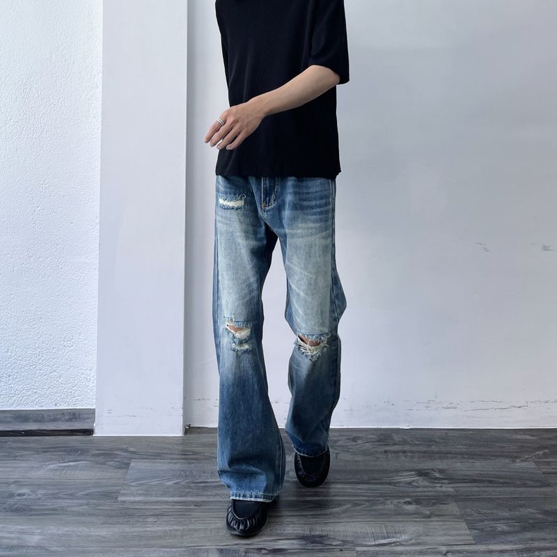 Vintage Distressed Wide Jeans