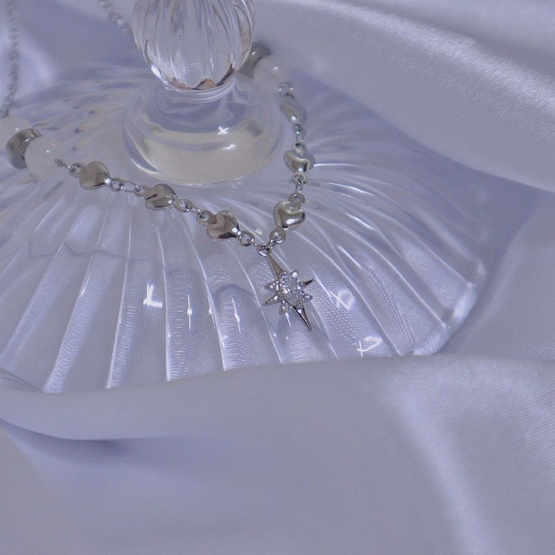 Crystal Heart White Jade Gemstone Necklace