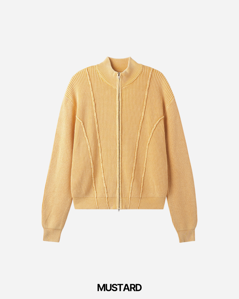 Curve Pigment Knit Zip-Up