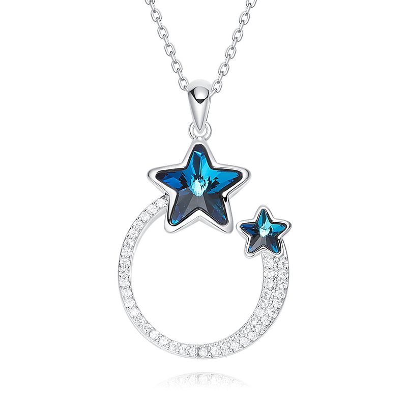 Blue Star Crystal Cubic Necklace