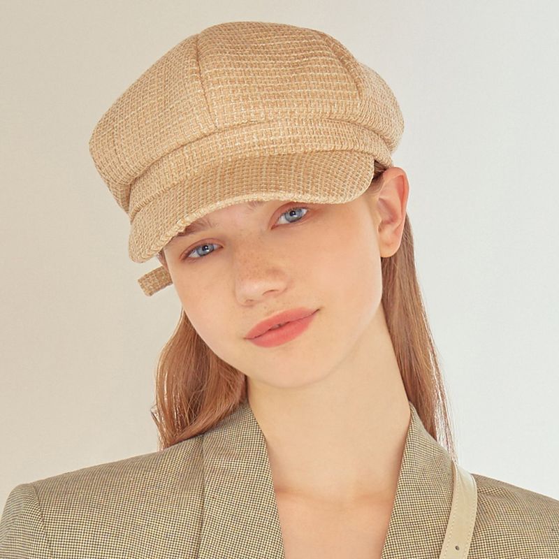 boni newsboy cap - tweed beige