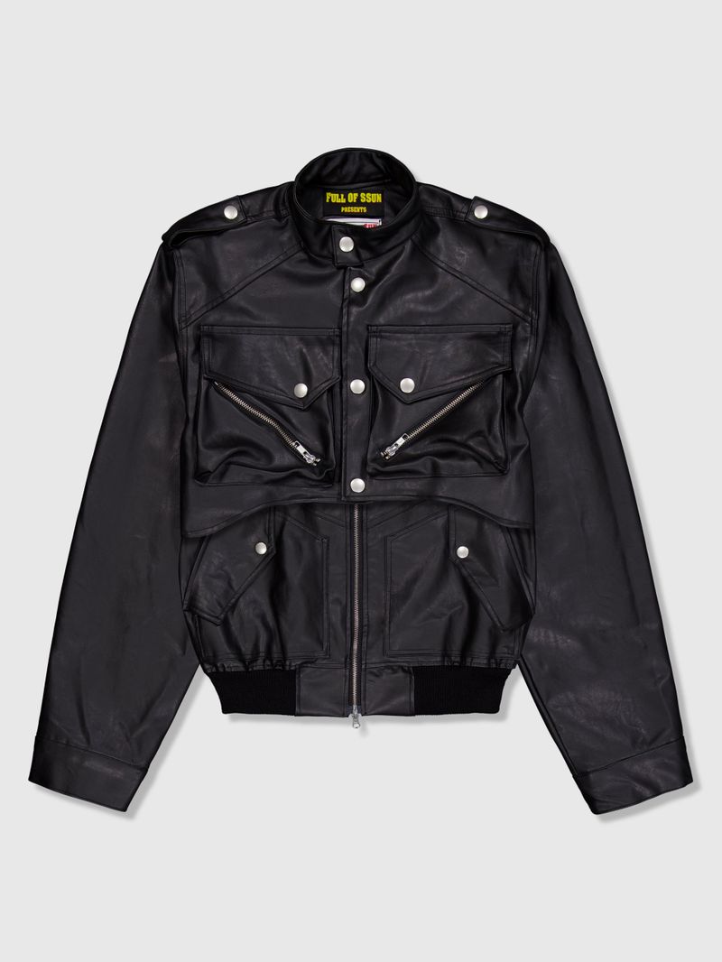 Leather Cargo 3way Jacket (Black)