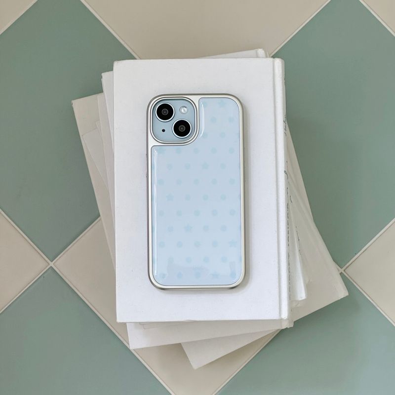 BLUE DOT&STAR Silver Epoxy Case