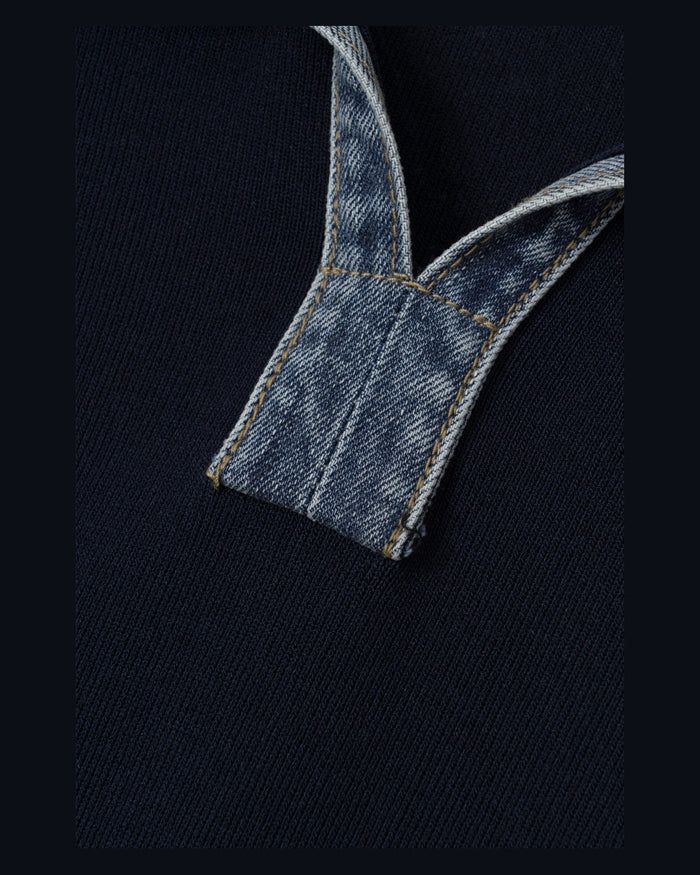 (M's) Denim Collar Half Knit