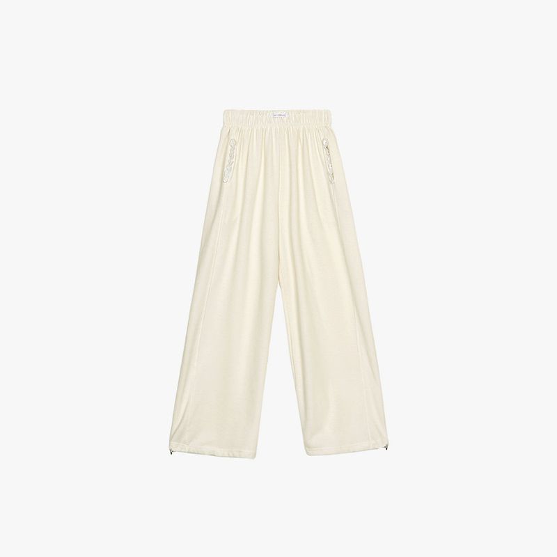 LACE POCKET WIDE SWEATPANTS