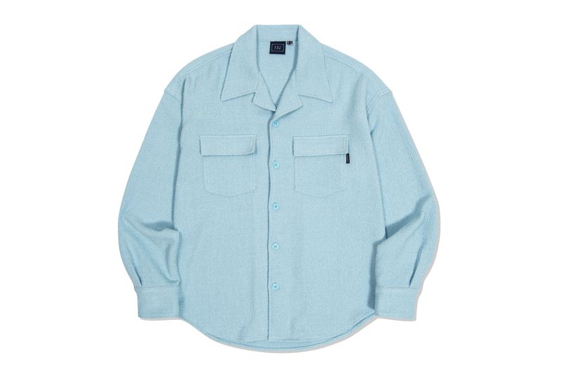 OPEN COLLAR TWEED SHIRT