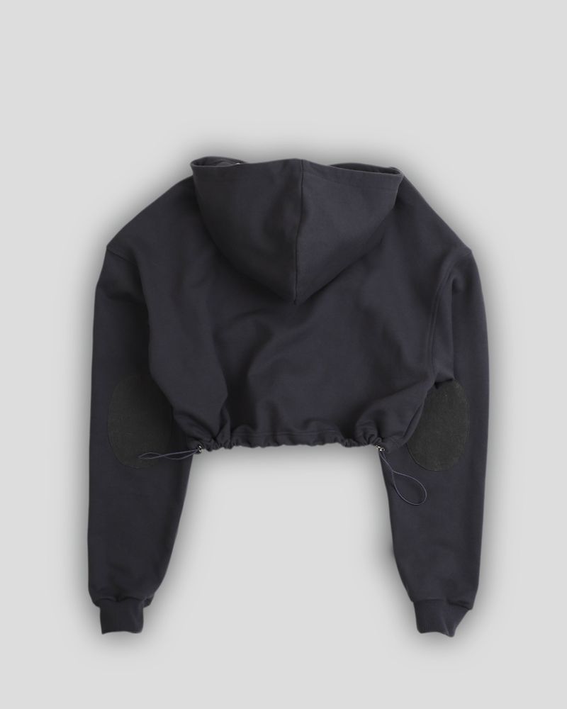Silver Logo Docking Crop Hood Zip-Up Charcoal