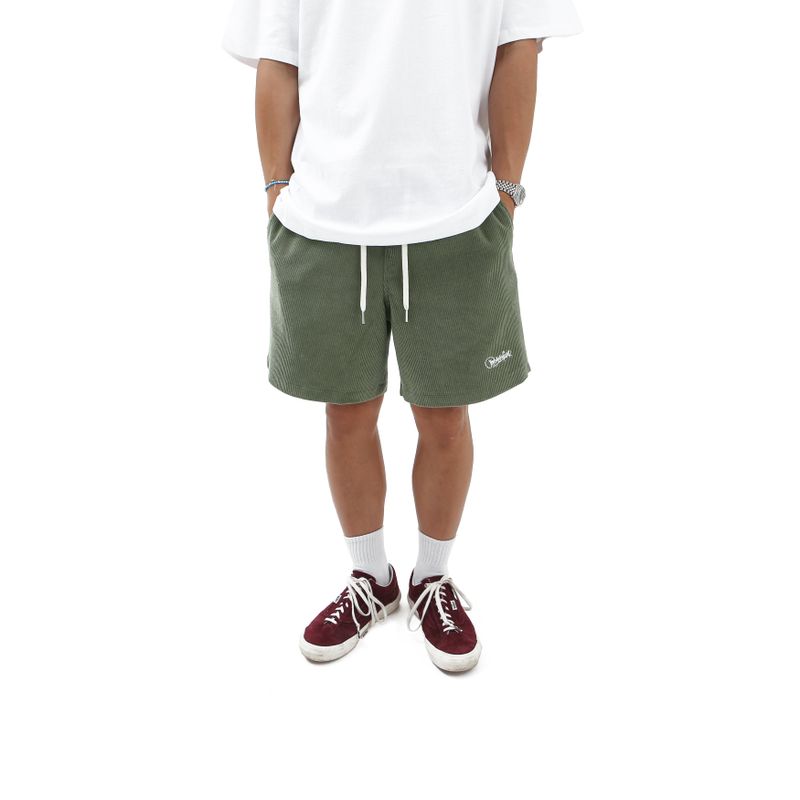 CORDUROY LOGO HALF PANTS LIGHT KHAKI