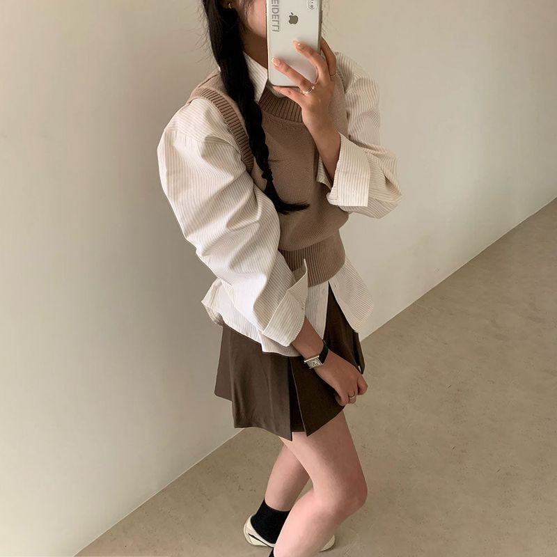 [Bellide made] Old money V-neck knit vest