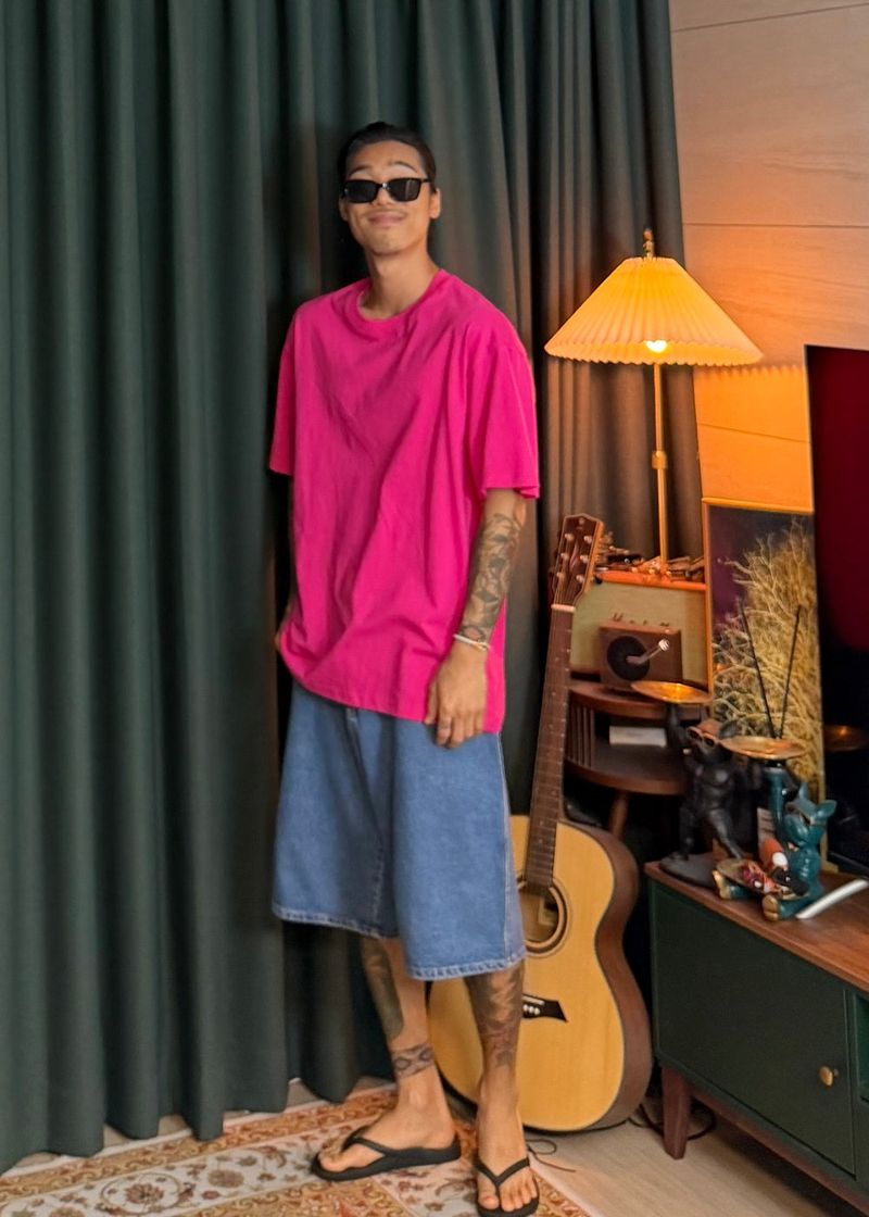 Stone-Washed Denim Bermuda Shorts 