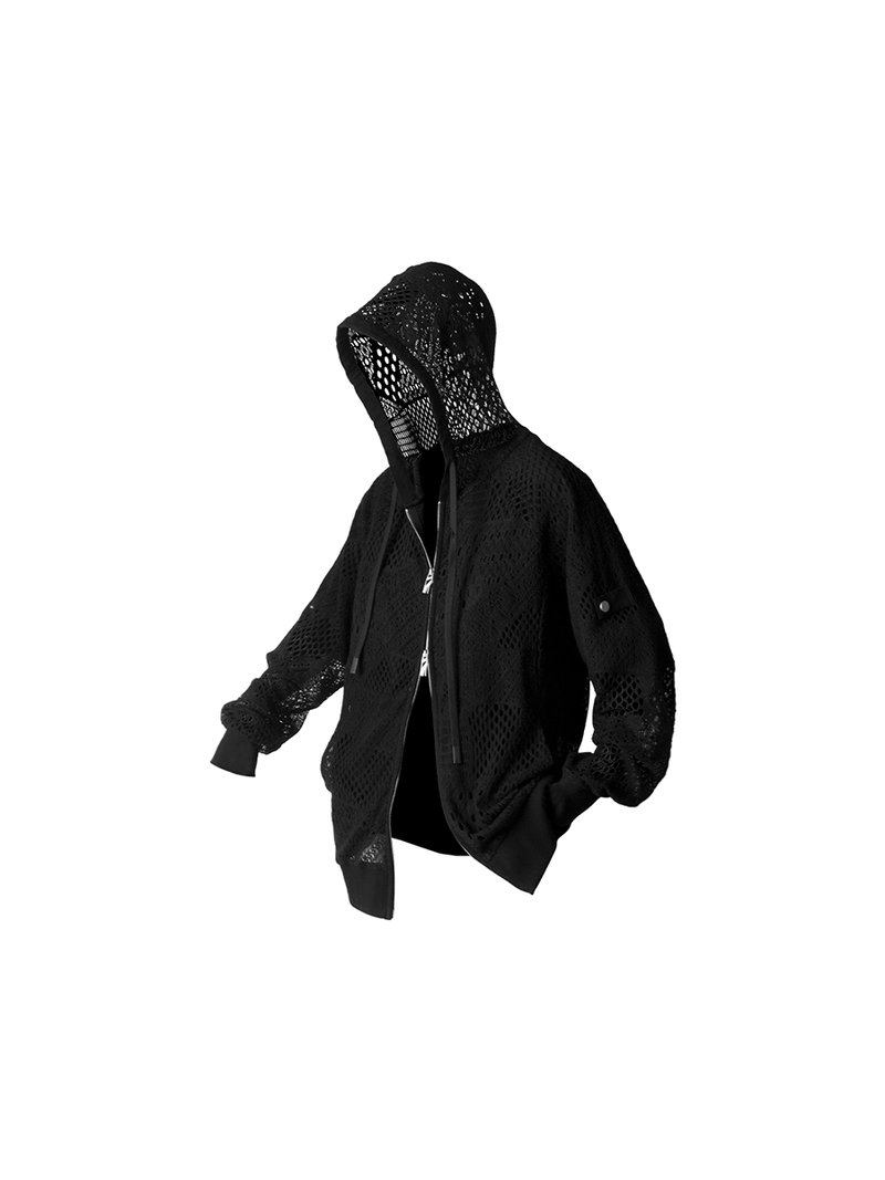 RELABEL（リレーベル）の「RELABEL Time Element (Decay) Woven and Dyed Spider Web Cloak for Skinny Ninja Sleeve Hollow Hoodie（Tops）」