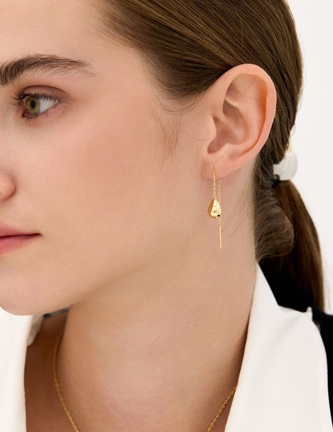 26SS★ Champagne Moon Dew Drop Silver Darling Earrings