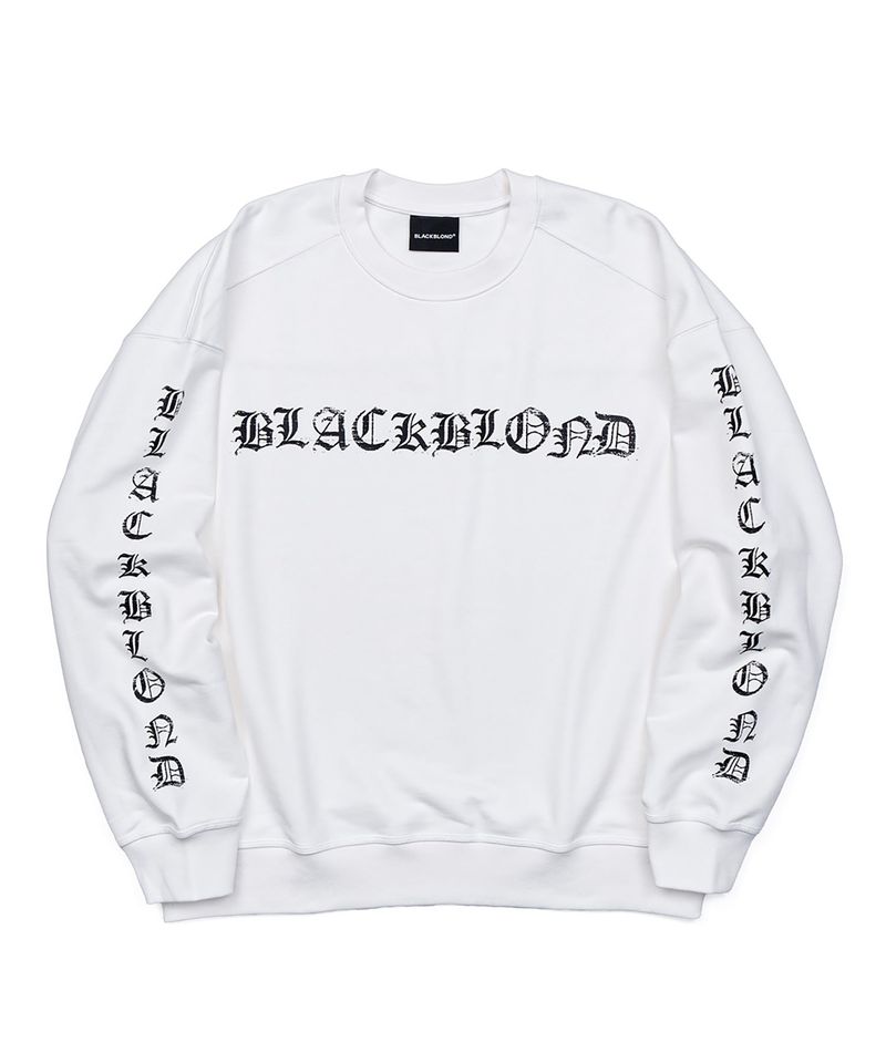 BLACKBLOND（ブラックブロンド）の「BBD クラッシュフェイススウェットシャツ (ホワイト)（トップス）」