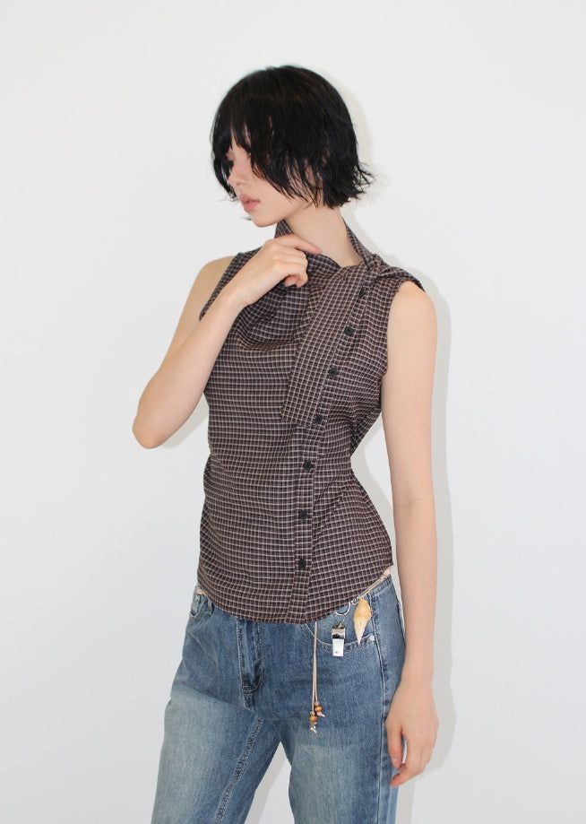 STRAP CHECK SLEEVELESS SHIRT