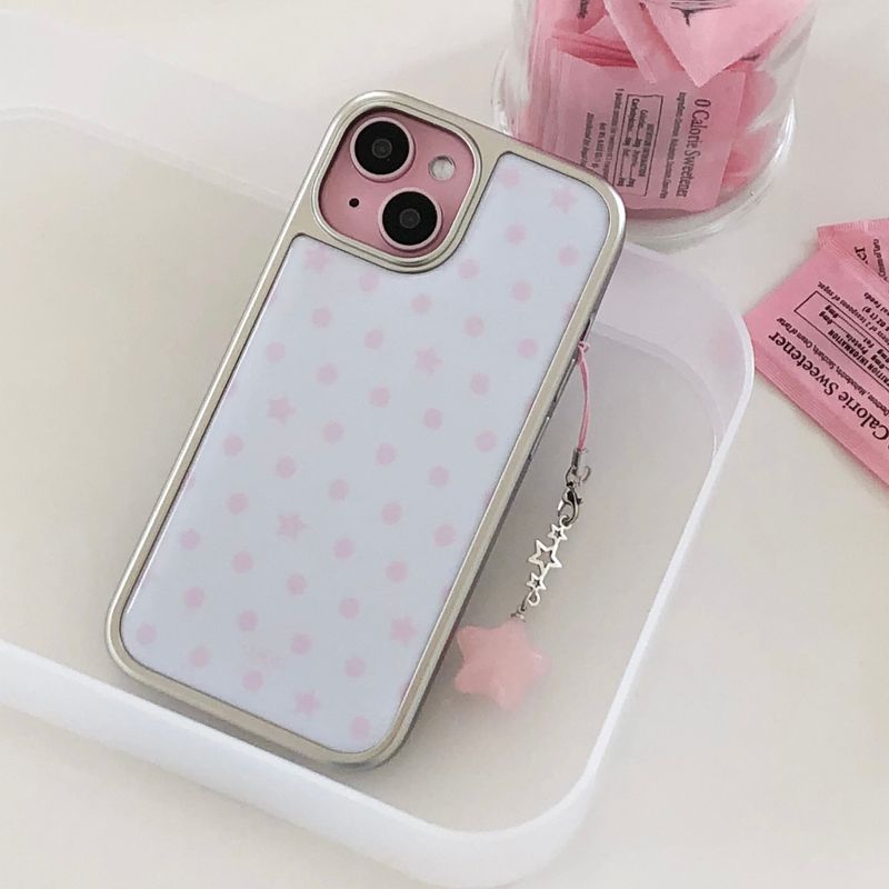 PINK DOT&STAR Silver Epoxy Case