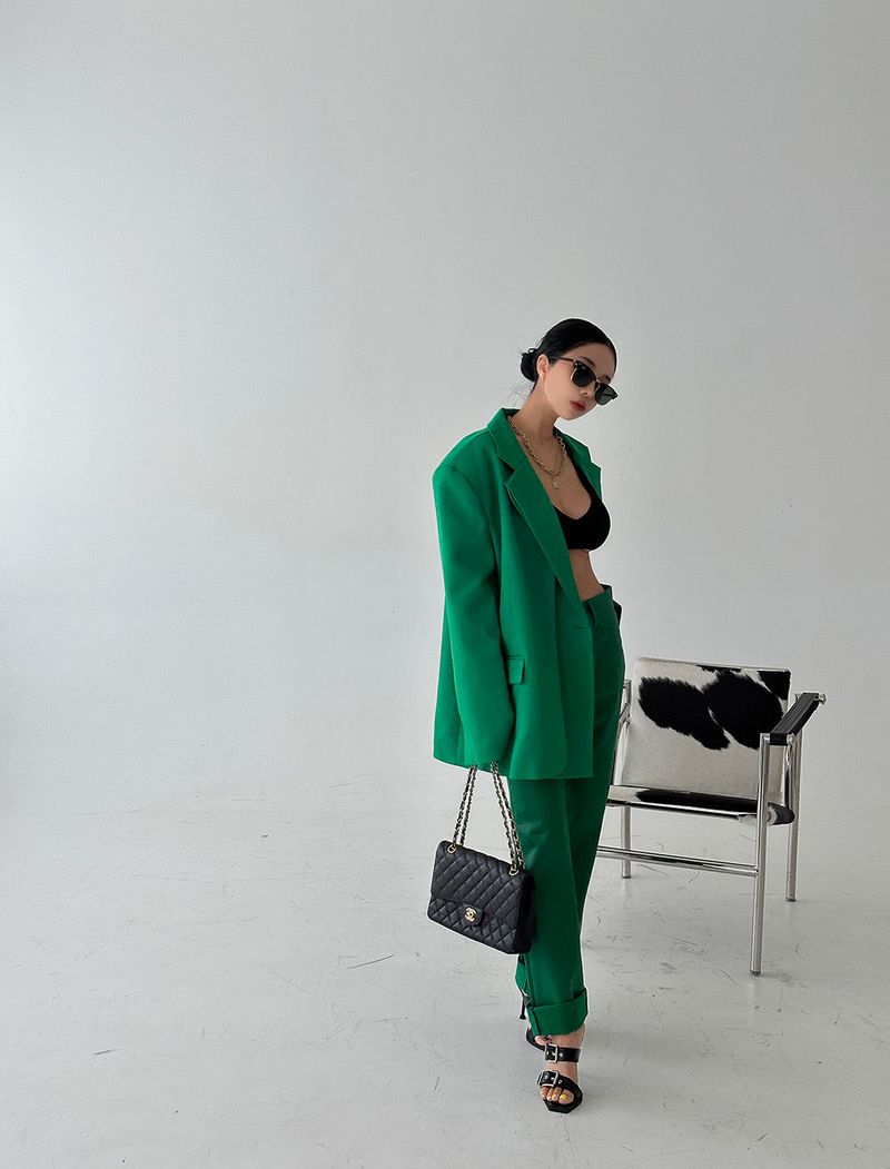 leather coated straight pants