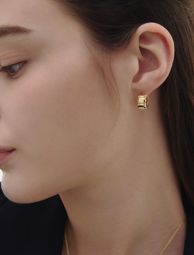 26SS★ Ice Block Silver One-Touch Earrings M