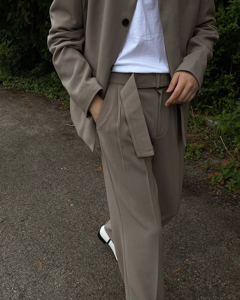 ECT Two-Tuck Belt Wide Slacks (2 colors)