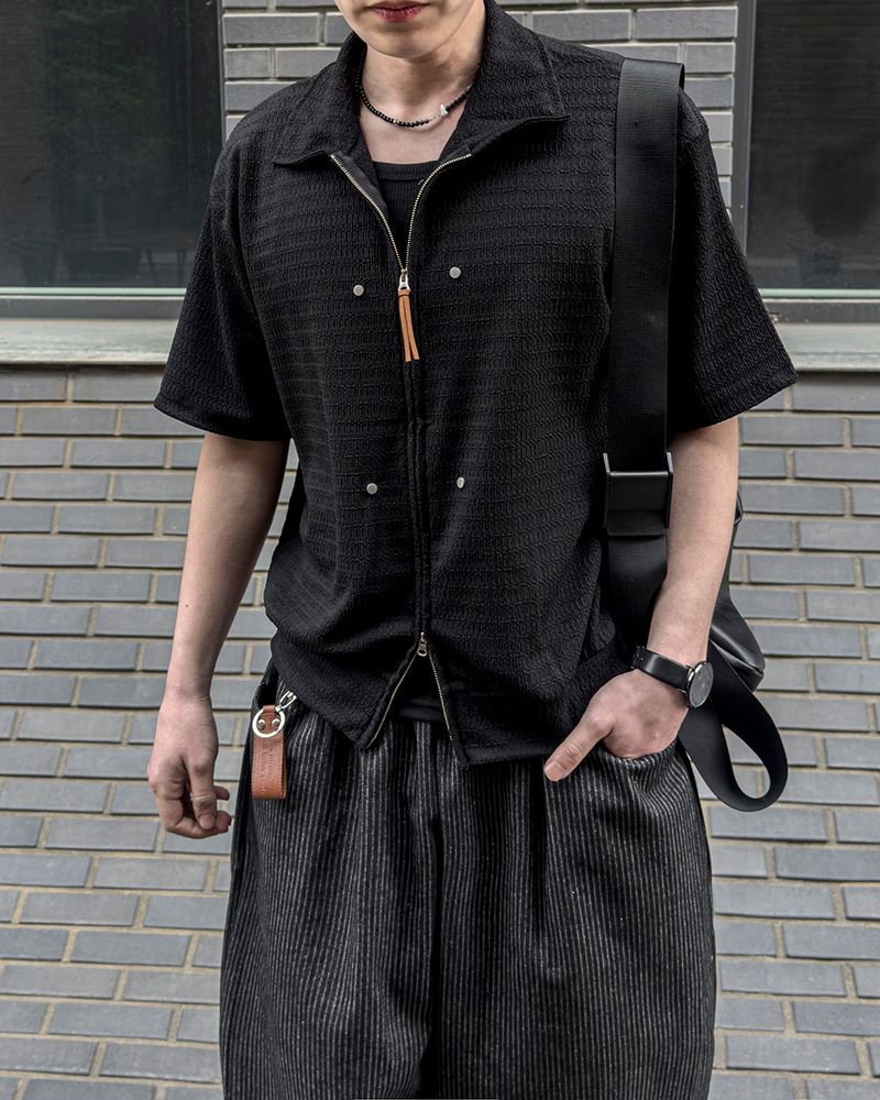 Rivet Knit Zip-Up Cardigan