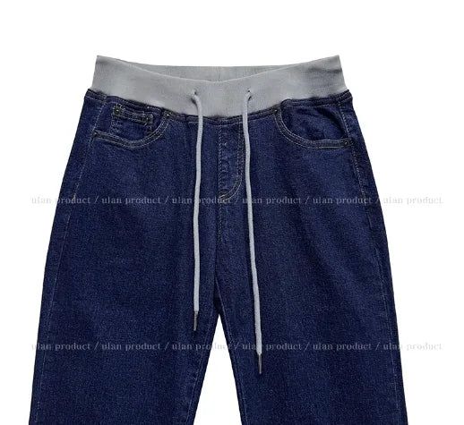 Shiff Ribbed Banding Bootcut Denim Pants