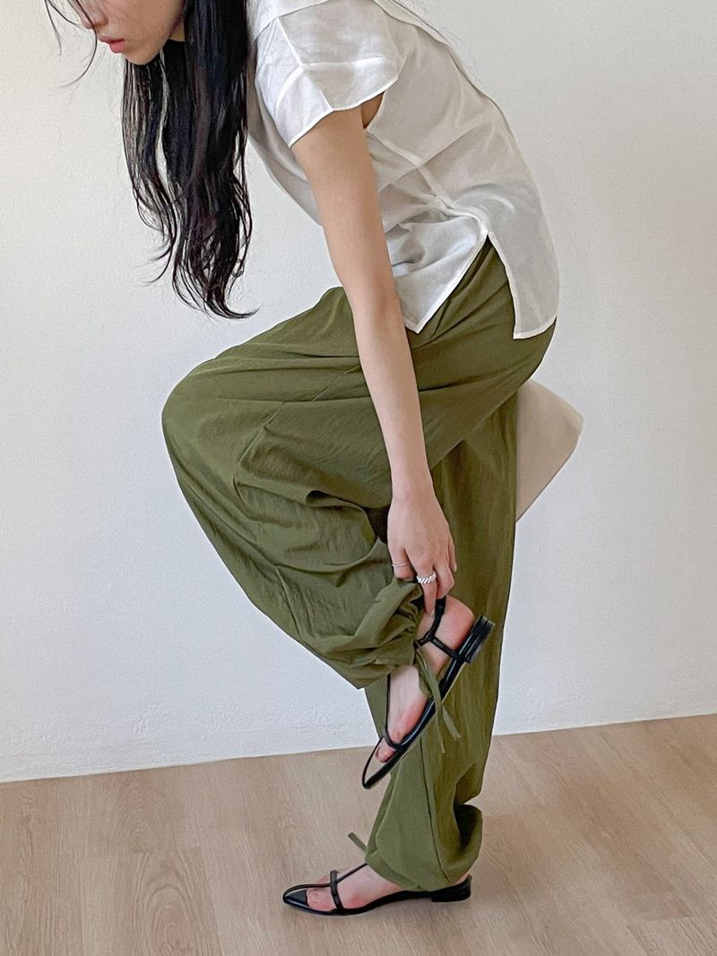 Pleo Strap Banding Wide Pants