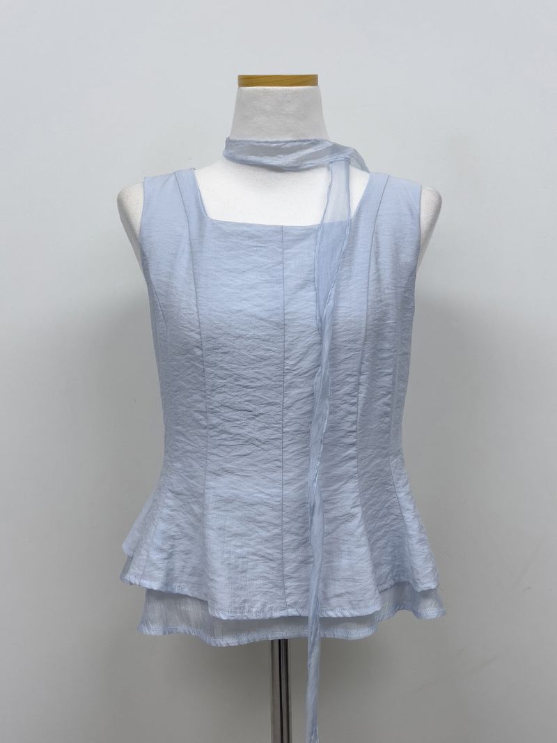 [Scarf SET] Liber Frill Sleeveless Blouse