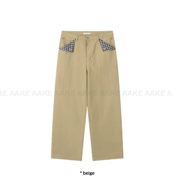 HIDDEN CHECK WIDE PANTS