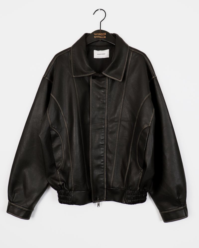 [MADE] Setter vintage washed cut boxy leather jacket