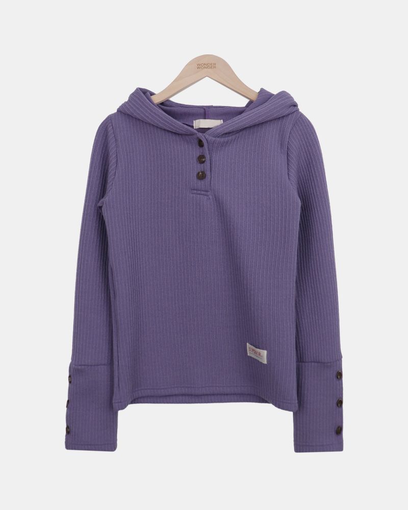 Piggle Cropped Button Hooded T-Shirt