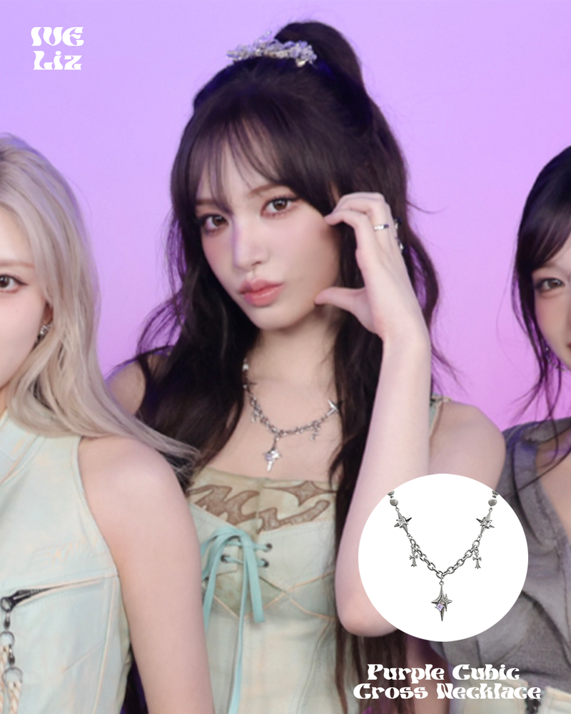 moanother（モノアザー）の「[IVE Liz, BabyMonster Chiqita, Yerin Pick!] (S.Steel) Purple Cubic Cross Necklace（Accessories）」