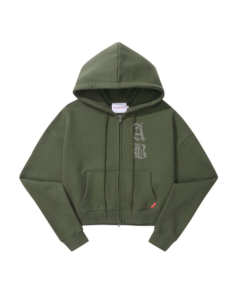 ARCHIVE BOLD(アーカイブボールド)の「AB CROP HOOD ZIP-UP (KHAKI)(Tops)」