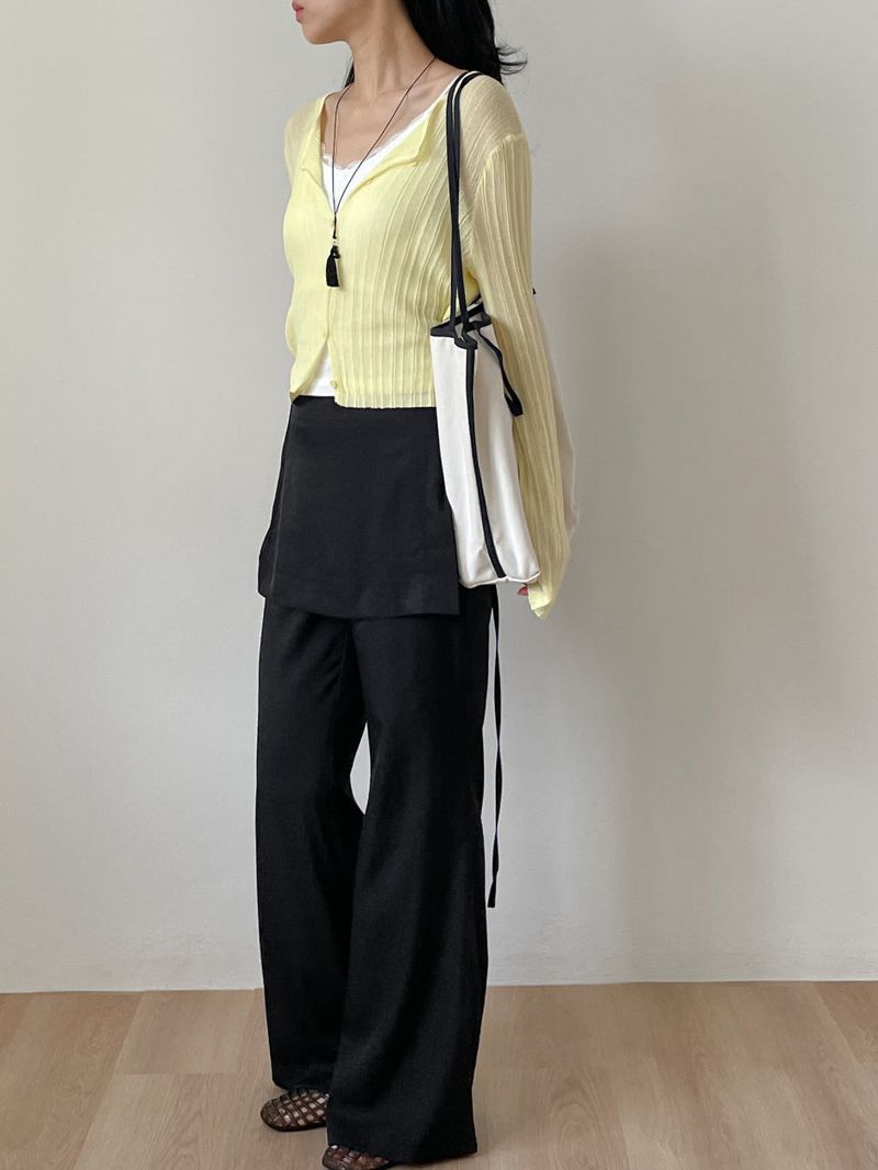 Satin Wrap Bootcut Wide Pants