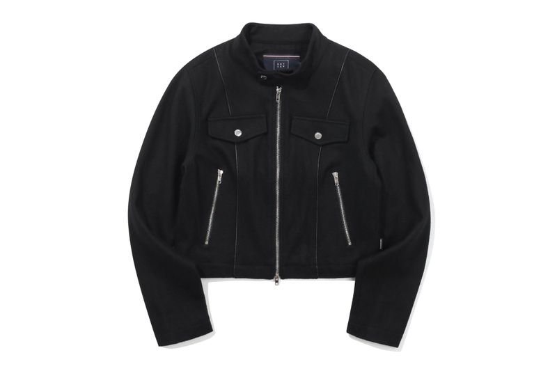 PIPING WOOL BIKER JACKET