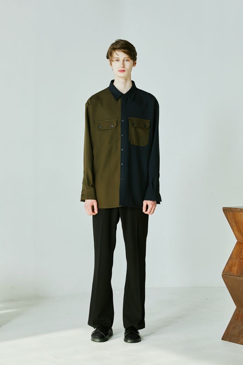 S SY(エスエスワイ)の「HALF & HALF SOLID POCKET SHIRT(Tops)」