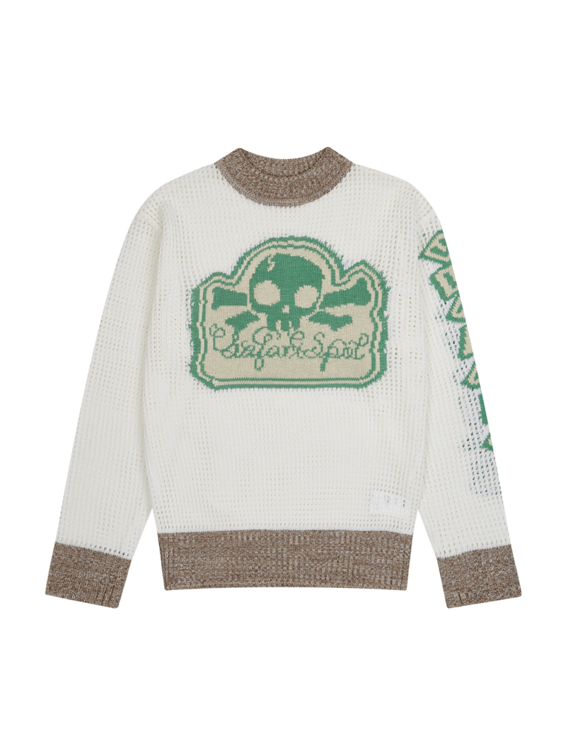 safarispot（サファリスポット）の「MULTI SKULL MESH KNIT (IVORY/MINT)（Tops）」