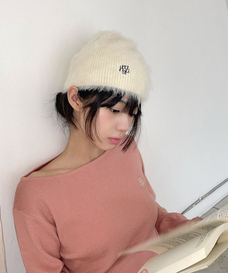 LOGO STITCH ANGORA BEANIE