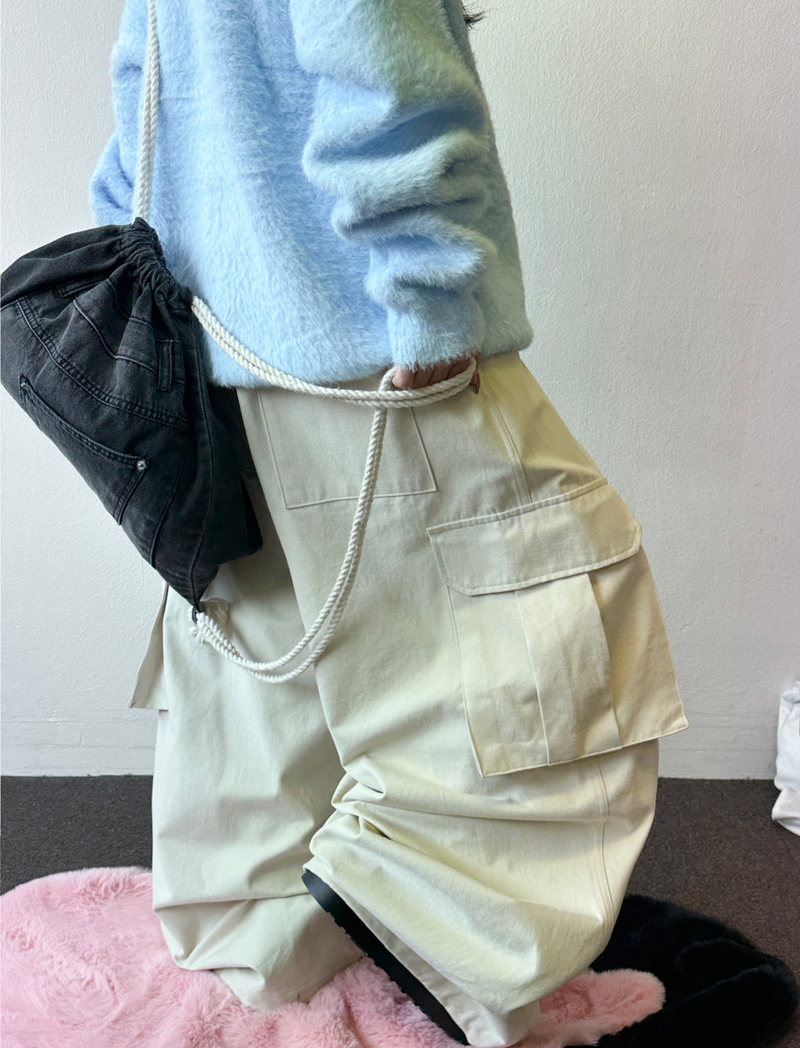バルーンフルーティーピーチスキンコットンカーゴバルーンパンツ 🤍🩶🩵 3 COLOR