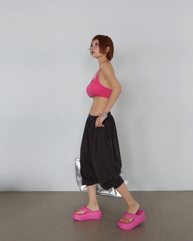 6 color halter neck cap built-in inner bra top