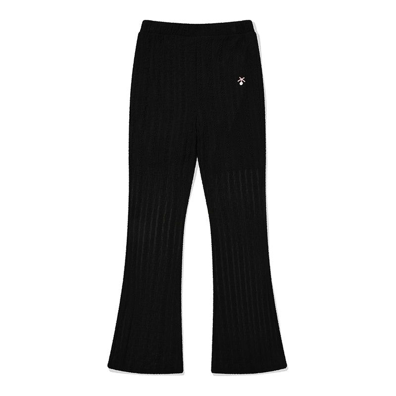 CHERRY LACE BOOTCUT PANTS [BLACK]
