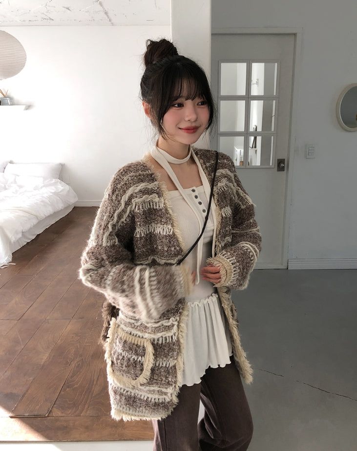 Tiz Button Ruffle Layered Sleeveless Scarf Set