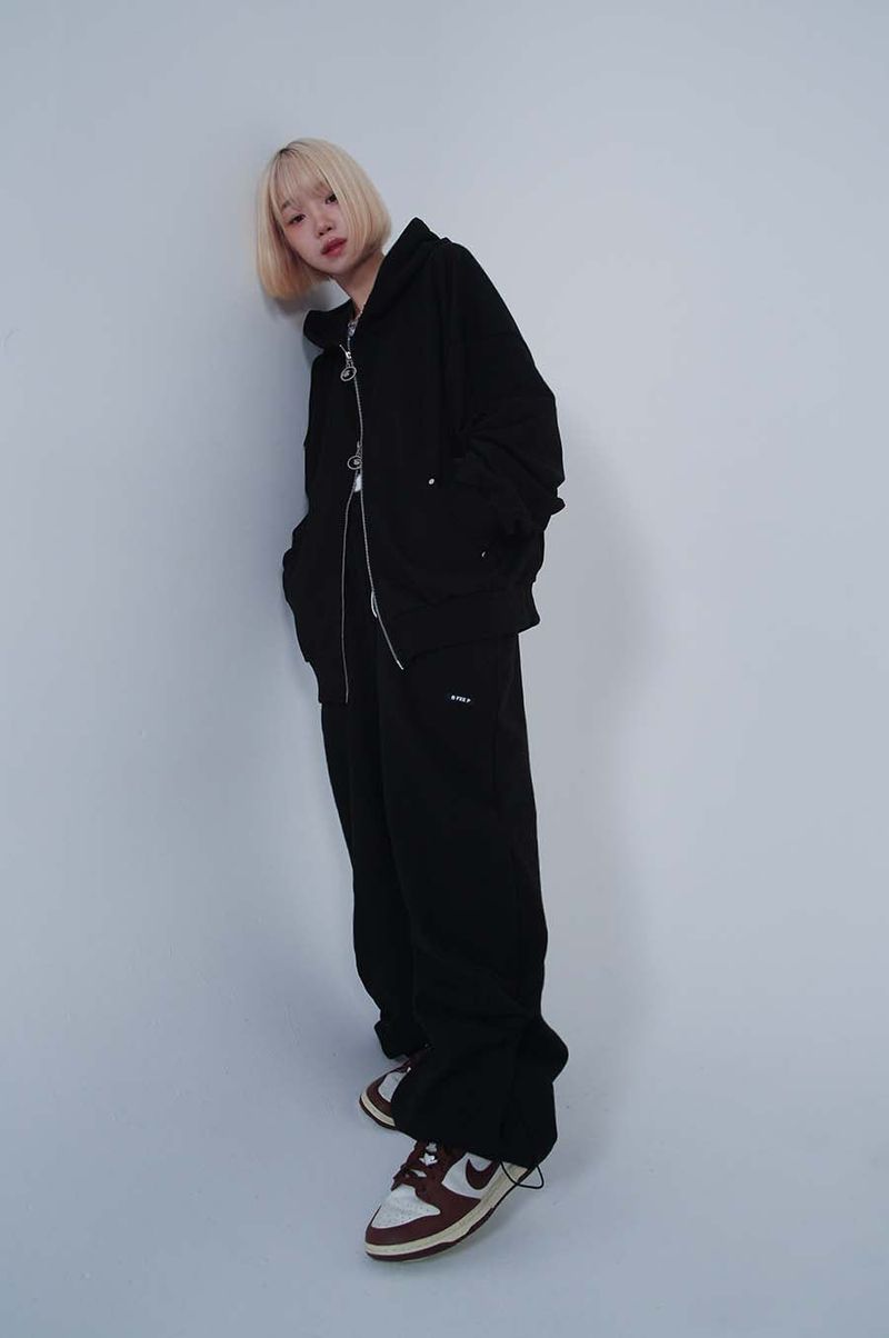 2WAYストリングパンツ_BLACK ( FLEECE.ver)