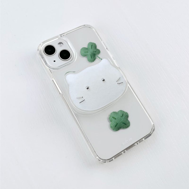 [phone grip] silver cat