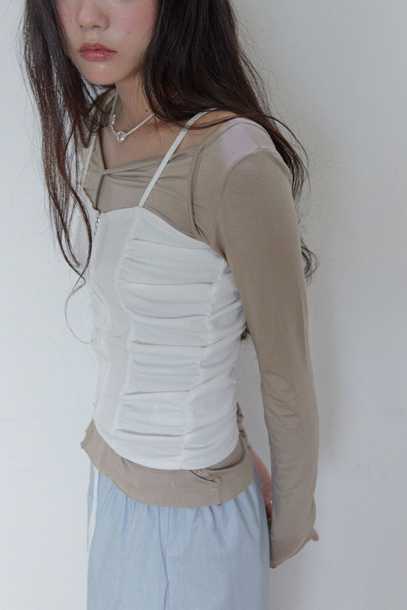 Shirring Corset Sleeveless Top (2 colors)